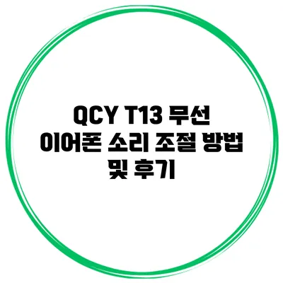QCY T13 무선 이어폰 소리 조절 방법 및 후기