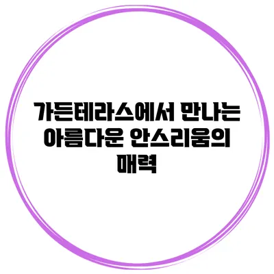 가든테라스에서 만나는 아름다운 안스리움의 매력