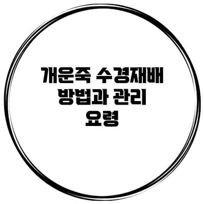 개운죽 수경재배 방법과 관리 요령