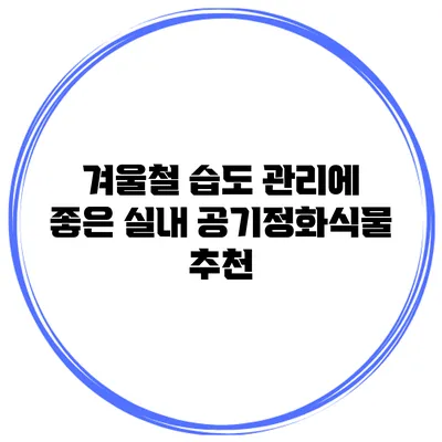 겨울철 습도 관리에 좋은 실내 공기정화식물 추천