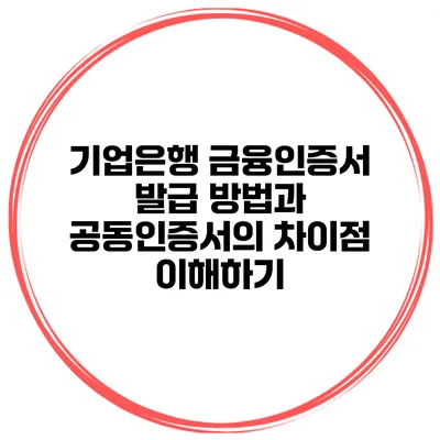 기업은행 금융인증서 발급 방법과 공동인증서의 차이점 이해하기