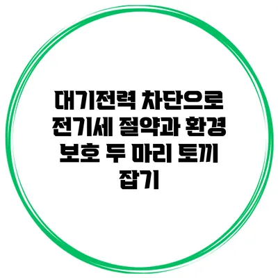 대기전력 차단으로 전기세 절약과 환경 보호 두 마리 토끼 잡기