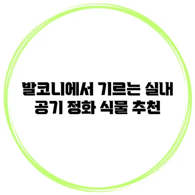 발코니에서 기르는 실내 공기 정화 식물 추천