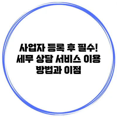 사업자 등록 후 필수! 세무 상담 서비스 이용 방법과 이점