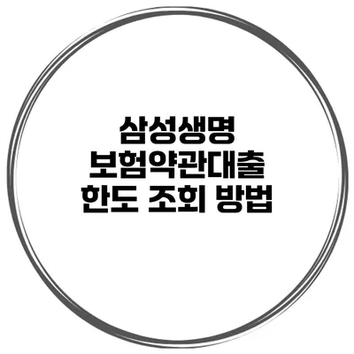 삼성생명 보험약관대출 한도 조회 방법