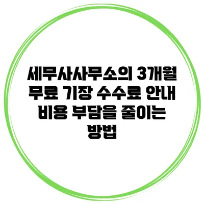 세무사사무소의 3개월 무료 기장 수수료 안내: 비용 부담을 줄이는 방법