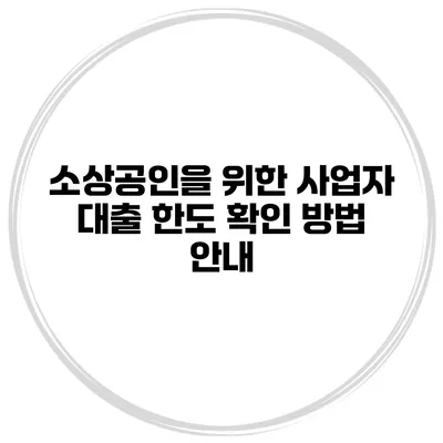 소상공인을 위한 사업자 대출 한도 확인 방법 안내