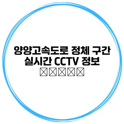 양양고속도로 정체 구간 실시간 CCTV 정보 архив