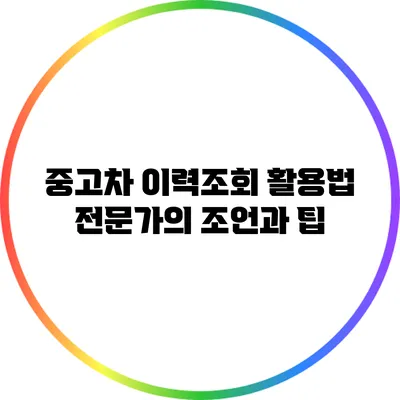 중고차 이력조회 활용법: 전문가의 조언과 팁
