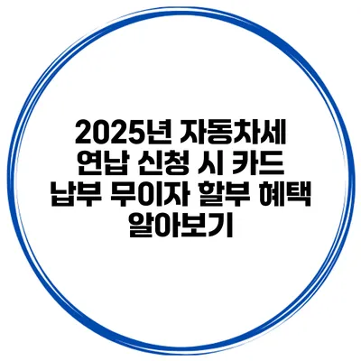 2025년 자동차세 연납 신청 시 카드 납부 무이자 할부 혜택 알아보기
