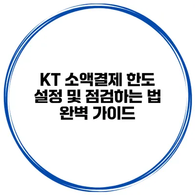 KT 소액결제 한도 설정 및 점검하는 법 완벽 가이드