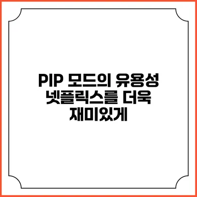 PIP 모드의 유용성 넷플릭스를 더욱 재미있게