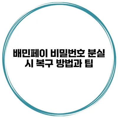 배민페이 비밀번호 분실 시 복구 방법과 팁