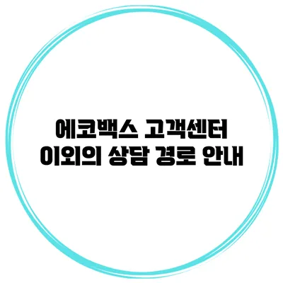 에코백스 고객센터 이외의 상담 경로 안내