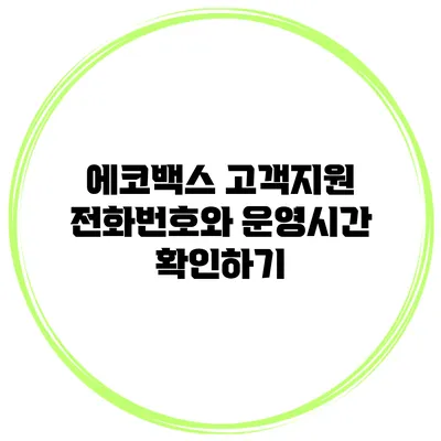 에코백스 고객지원 전화번호와 운영시간 확인하기